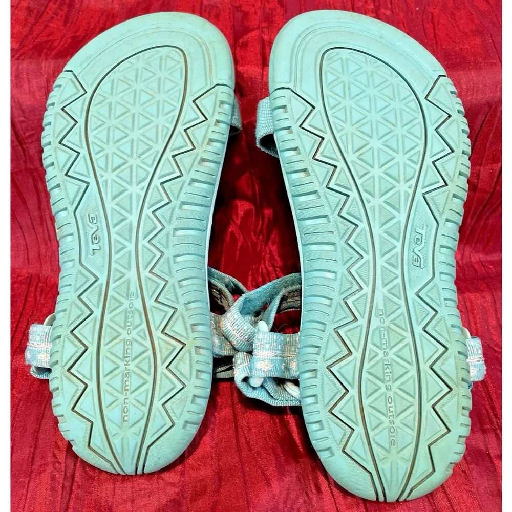 Girls Teva Carolina Blue Slingback Surf Beach Sandals Shoes sz 5